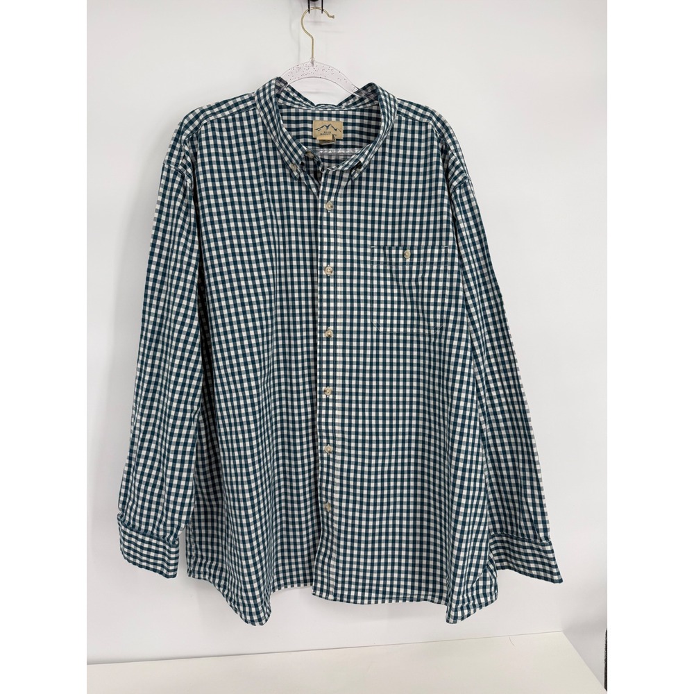 Blue Mountain Mens 3XL Navy White Gingham Check Long Sleeve Button Down Shirt